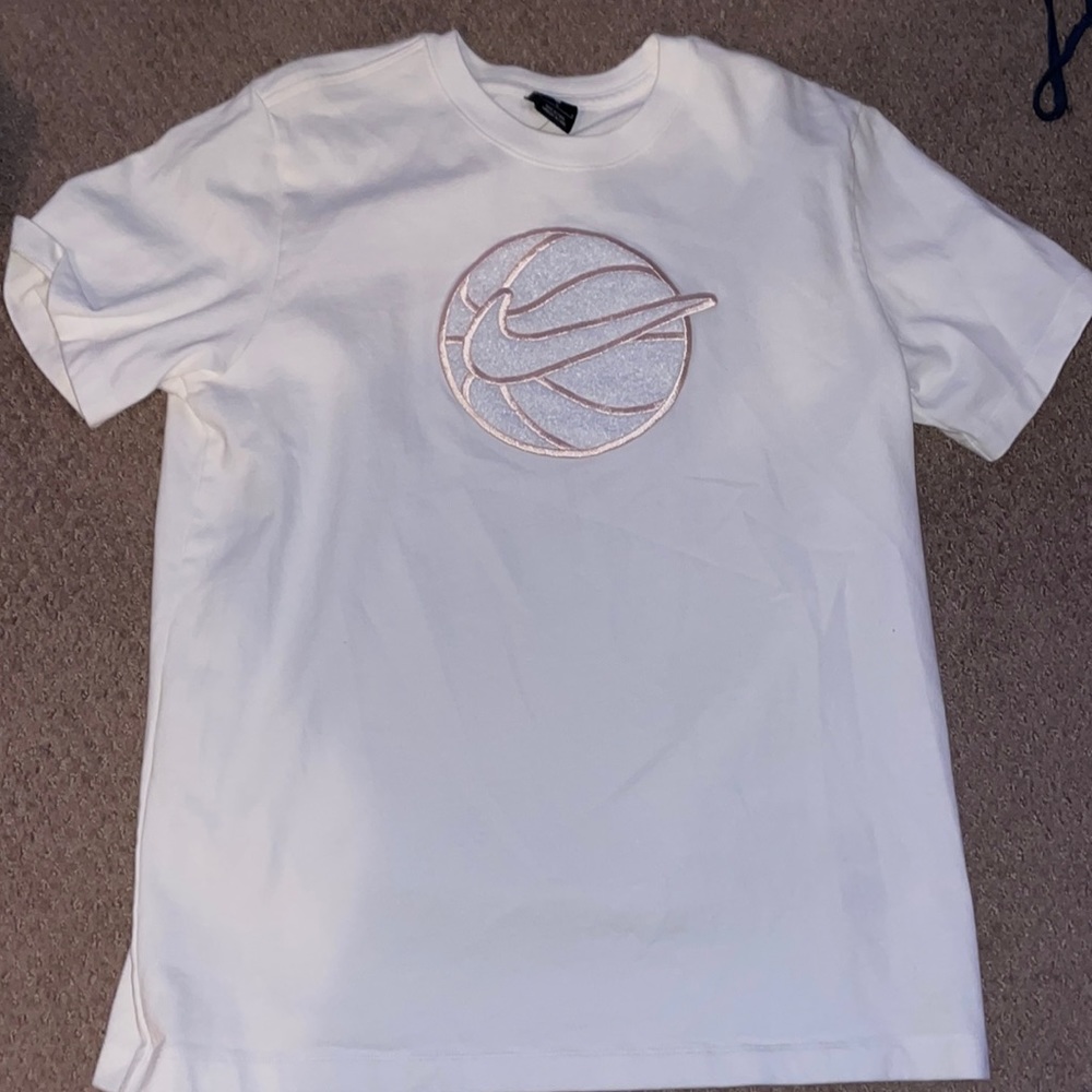 White and Rose Gold Nike basketball t shirt